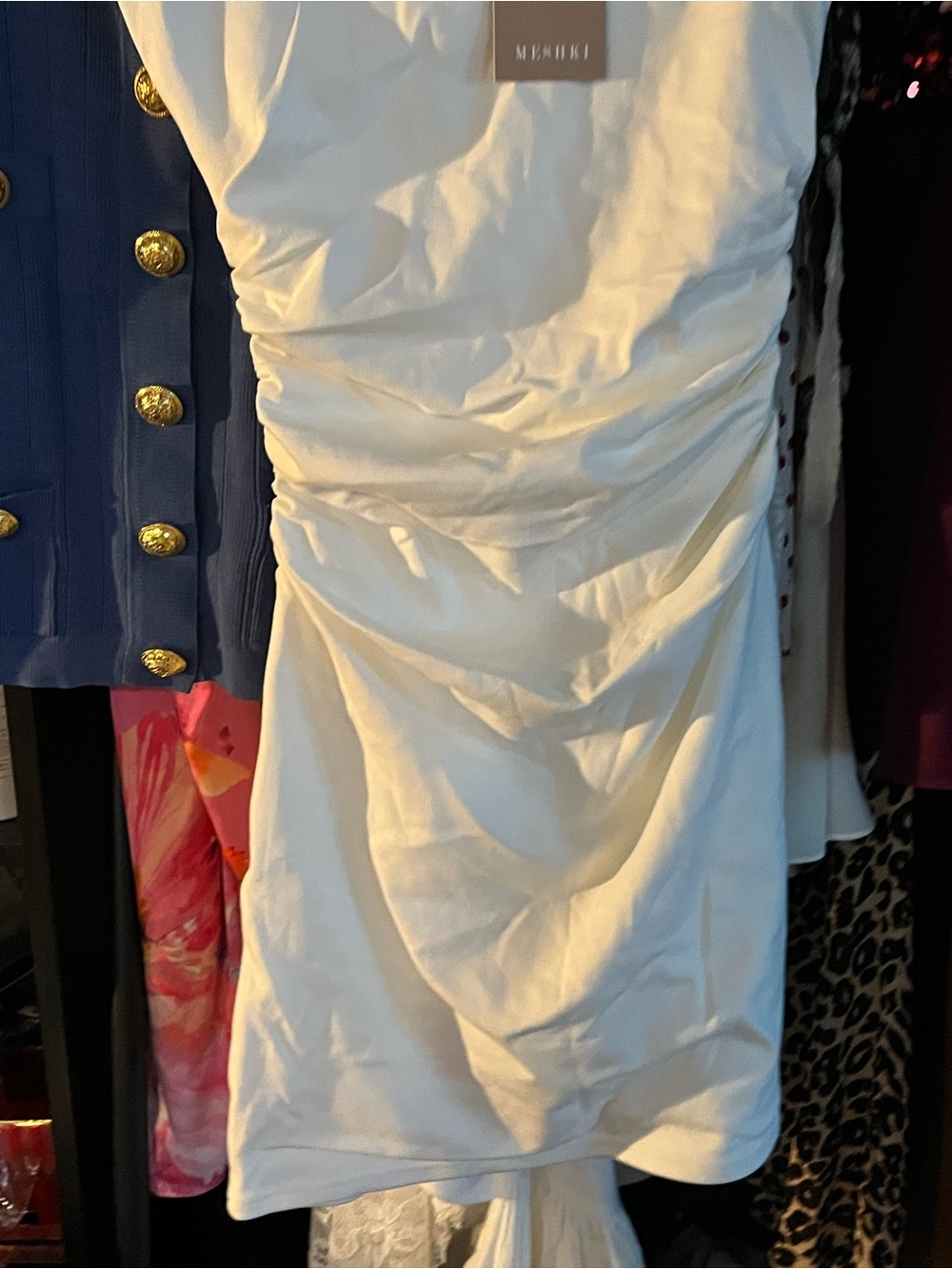 Meshki White Ruched Mini Dress - Picture 5 of 7